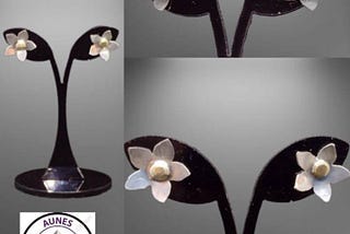 .925 Sterling Silver Hepatica flower earrings.