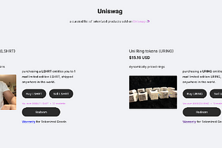 Uniswag: Selling Products on Uniswap