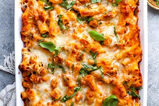 Baked Ziti with Vegetables and Apple Pie with Streusel Topping