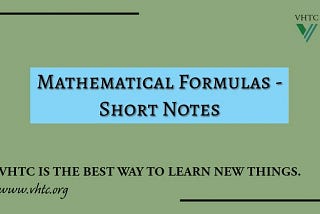 Math Formula — Short Notes 📚
