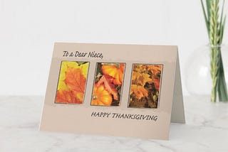 Niece Thanksgiving Three Leaves Holiday Card