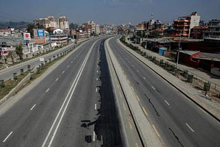 Empty ring road during the lockdown