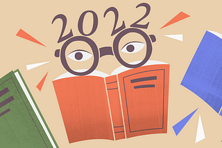 An illustration of a pair of glasses and a book with the number “2022” written on the top.