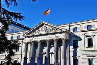 The Congress of Deputies building in Madrid, Spain.