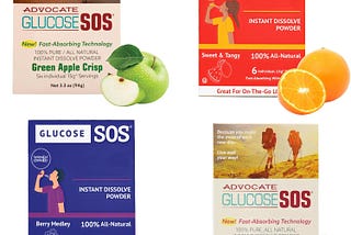 Glucose SOS Glucose Powder - Natural Dextrose Powder Packets - Fast-Absorption - Instantly Dissolves - No Water Needed - 4 Flavor Variety - 24 Packets