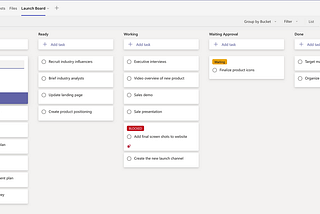 A launch board example using Microsoft Teams