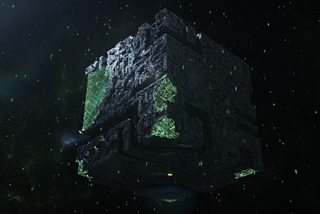 The Artifact Formerly Known As Borg Cube looms smugly over the viewer, exuding superiority from every metal duct and forcefield emitter.