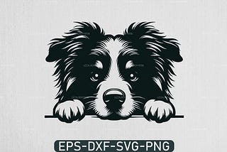 Peeking Australian Shepherd Svg, Dog Svg