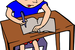 Clip art cartoonish photo of a boy writing