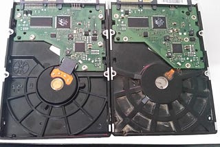 Old hard drives side by side