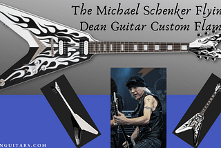 The Feature image of the Michael Schenker Guitar full image as well as the front and back and the artist playing live