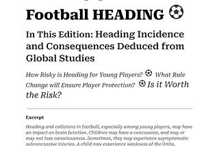 [eBook] Youth INFORMation Mini Newspaper Football HEADING: In This Edition: Heading Incidence and…