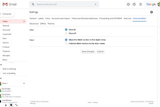 Hide Google Meet in Gmail