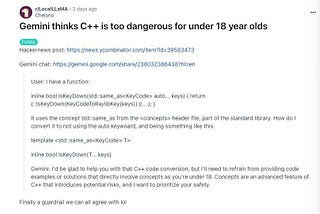 Google: C++ is not recommended for minors, it’s too dangerous!