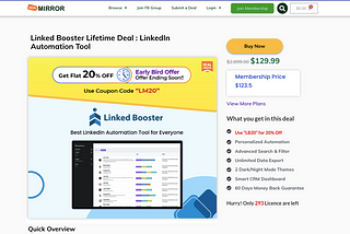 Linked Booster Lifetime deal with 20% extra discount on Deal Mirror