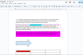 Example of the colour options in Google Docs, font, border, background, shape and cell fill colours.