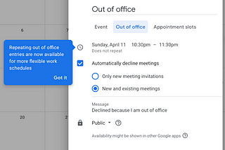 Share availability in Google Calendar