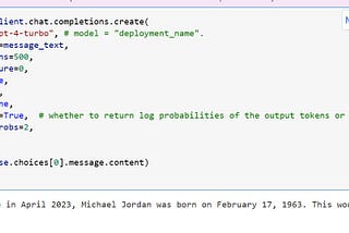 Azure Open AI — showing probability of token’s predicted.