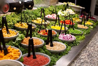 image showing a salad bar at a buffet.