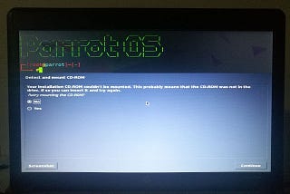 Simple Fix : Parrot OS (or Kali OS) installation from USB fails after searching for CD-ROM