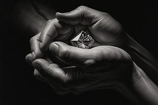 Someone holding a diamond