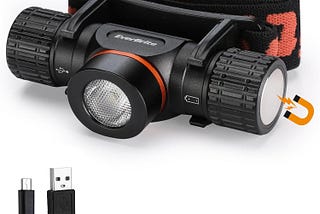 EverBrite Rechargeable Headlamp, 1000 Lumen LED Rechargeable Headlight with 5 Light Modes, Magnetic Base and Adjustable Headstrap,Perfect for Camping, Hiking, Caving, Fishing