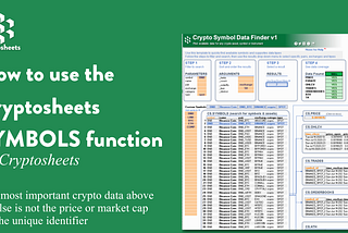 🔎 How to use the Cryptosheets CS.SYMBOLS function to get live/historical data for any crypto asset