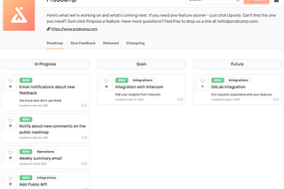 product public roadmap — prodcamp example