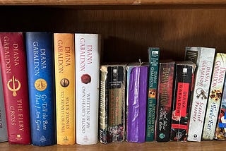 A row of books in a bookcase