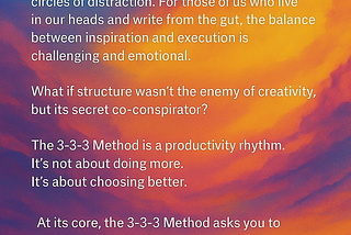 The 3–3–3 Rhythm Method for Writers