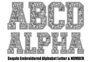 Faux Embroidered Sequin PNG Alphabet Set Free