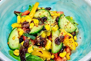 Refreshing Ginger Orange Black Bean and Corn Salad recipe (Vegan, Oil free)
