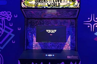 An arcade version of point-and-click game “queers in love at the end of the world.” Courtesy Woodland Pattern Book Center.