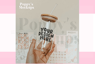 16oz Glass Can Cup Mockup Aesthetic Free