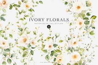 Watercolor Ivory Flowers Clipart Set Free