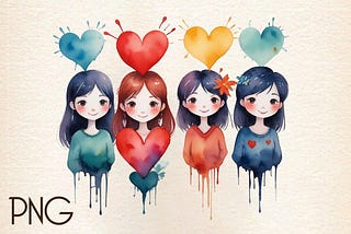 Watercolor Girls Clipart PNG