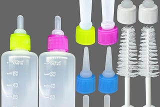 2 Sets of 5-Color Plastic and Silicone Feeding pet Supplies Set, Squeeze Liquid Bottles…