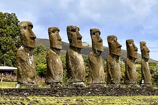 A row of stone heads