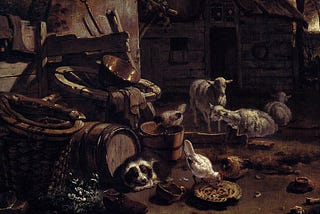 Egbert van der Poel — “Barnyard Scene (detail)” (1658)