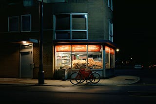 A pizza shop in South London. Image by MidJourney