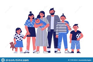 https://www.dreamstime.com/happy-big-family-their-five-children-portrait-large-parents-newborn-baby-older-sons-daughter-teenager-image173914524#_