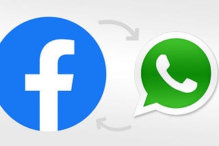 Image showing WhatsApp and Facebook communicating data with each other.