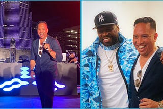 50 CENT AND DJ ALEX SENSATION PERFORMED AT THE SUPER-EXCLUSIVE AEVOLVE EVENT DURING BITCOIN MIAMI 2021 SKOTT MARSI AND CELIA CRUZ NFT LAUNCH