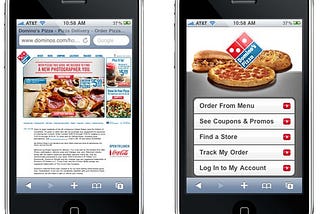 Dominos pizza nemobilní a mobilní web