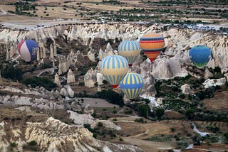 A Balloon’s Journey Soaring Over Cappadocia’s Timeless Landscape