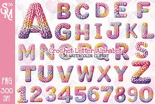 Crochet Letter Alphabet Clipart PNG Free