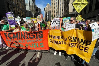 Activists with “Feminists Demand Climate Justice” at the March to End Fossil Fuels