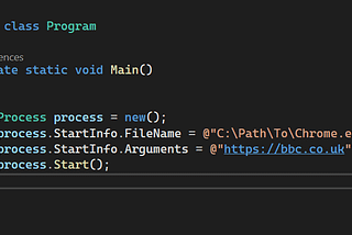 Launch Chrome and Other Applications in C#