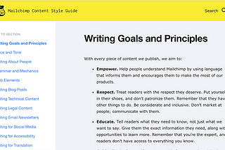 Screenshot of MailChimp’s style guide.